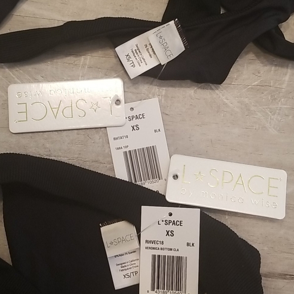 💕L*SPACE💕 Ribbed Bikini Tara Top + Veronica  Bottoms Black XS NWT - Picture 16 of 16